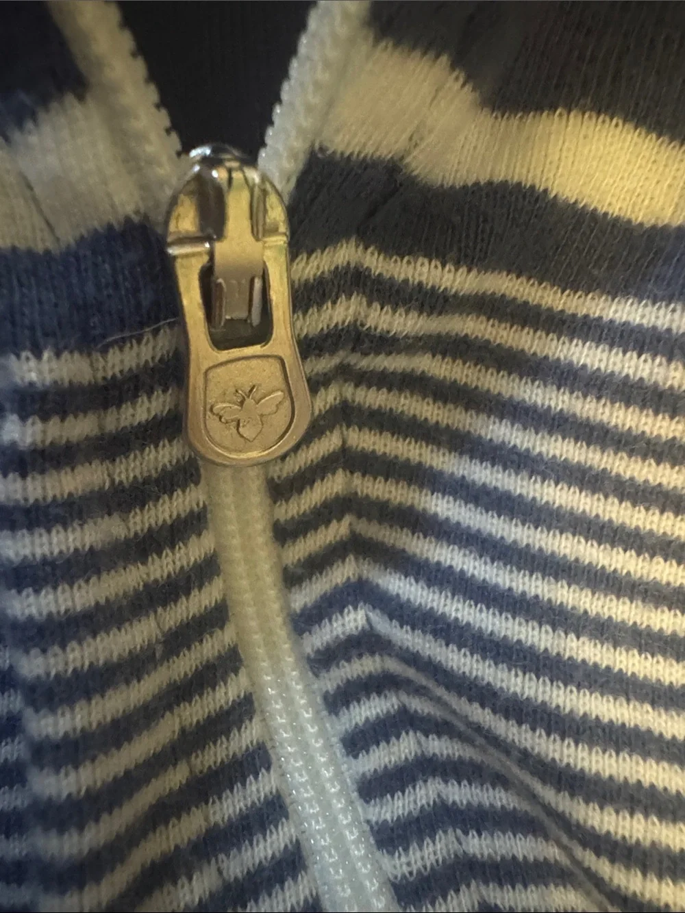 Burt's Bees Baby Navy and White Striped Footed One-Piece